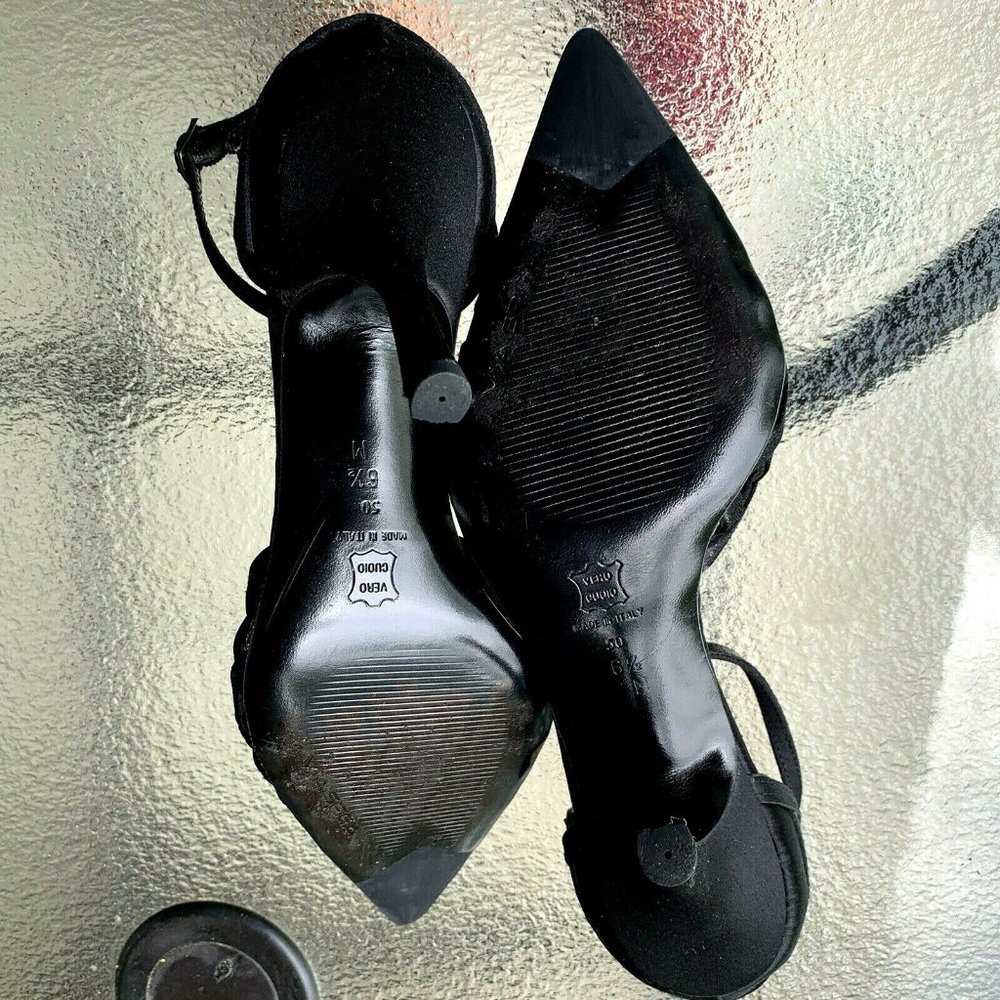 Via Spiga black satin stripe shoes US size 6.5 - Picture 7 of 11